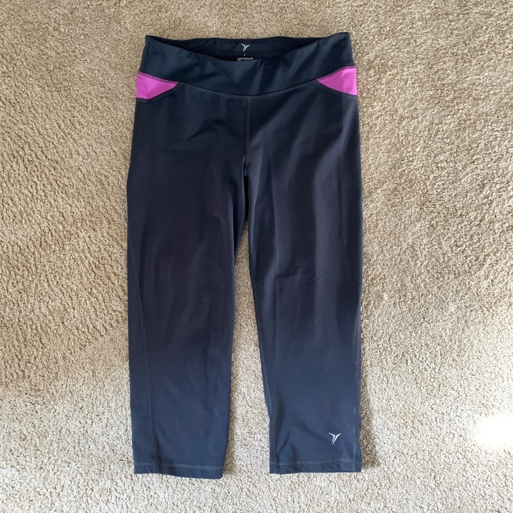 Gray and pink Capri workout pants